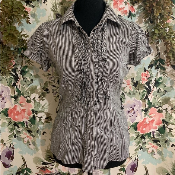 Striped Short Sleeve Button Down - Picture 2 of 6